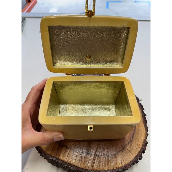 Vtg Lucite Box Purse Rhinestone Embellished Handle White Stag? Wilardy? Read - Picture 13 of 16